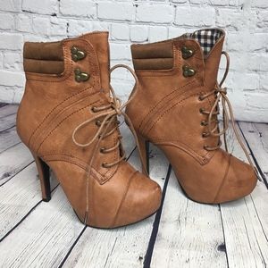 De Blossom Collection Heeled Boot Cognac